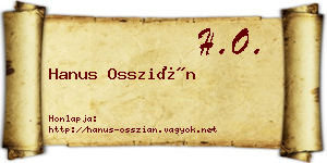 Hanus Osszián névjegykártya